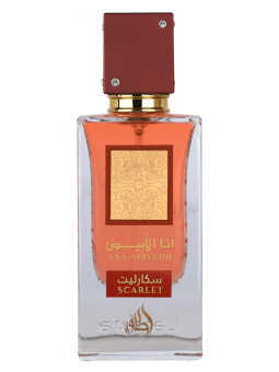 Lattafa Ana Abiyedh Scarlet perfume bottle
